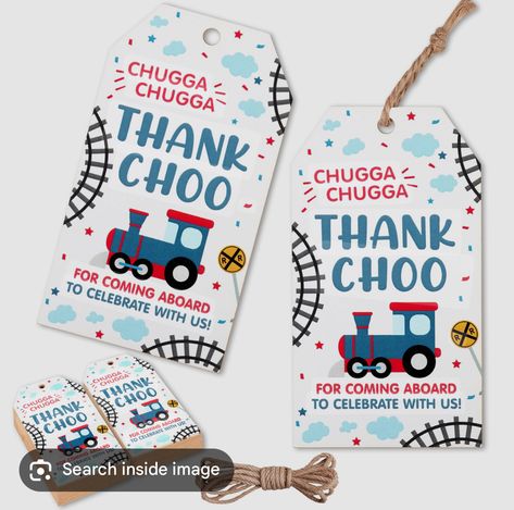 4th Birthday Train Theme, Train 2nd Birthday Party Boys, Train 3rd Birthday Party, Train Party Ideas, Birthday Party Gift Bag Ideas, Train Birthday Party Decorations, Train Party Favors, Chugga Chugga Two Two, Thomas The Train Birthday Party