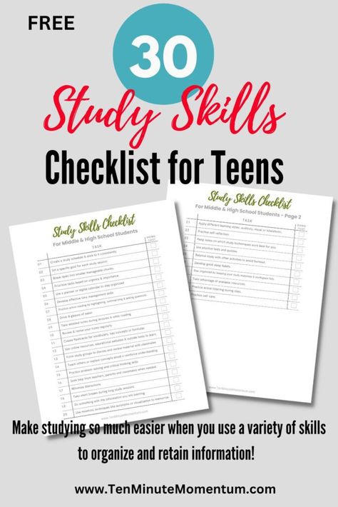 High School Homework Organization, Study Skills For High School, Middle School Study Skills, Study Tips For High School, Study Skills Activities, Middle School Organization, Teaching Study Skills, School Organization For Teens, 2024 Planning