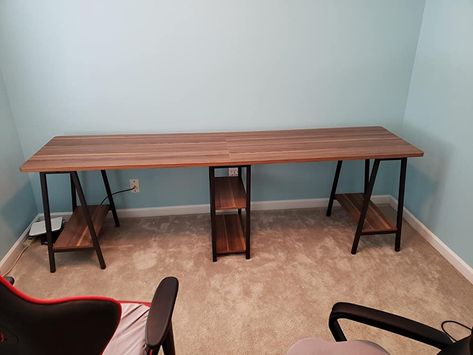 Two Person Desk, Long Desk, Particle Wood, Game Room Family, Desk With Storage, Desk Office, Plant Stands, Family Game, Home Desk