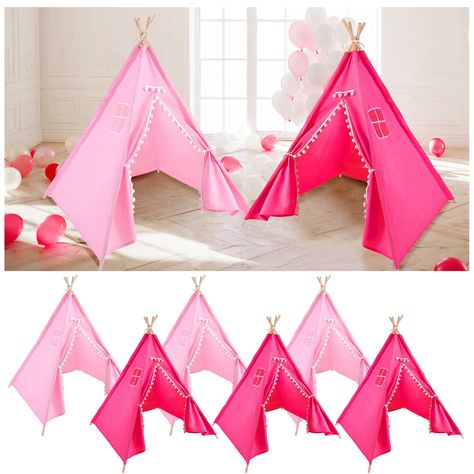 PRICES MAY VARY. Large Quantity: package contains 6 complete sets of teepee children's tents, each set includes everything needed for assembly, a total of 48 pine wood poles and 24 connectors can meet your quantity needs when setting up a party; For those who like to play, they would be an ideal gift, ideal for children who use their imagination Reliable and Washable Material: the foldable toddler tent is made of quality serviceable cotton and linen, machine washable, not easy to shrink; The ten Birthday Pajama Party, Girls Pajamas Party, Toddler Tent, Spa Supplies, Tent For Kids, Kids Teepee, Kids Teepee Tent, Pink Stuff, Teepee Kids