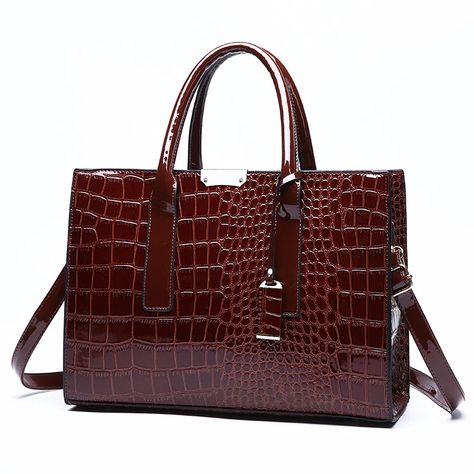 Women's Faux Crocodile Embossed Tote Bag, Large Capacity Shoulder Bag, Handbag, Crossbody Bag - Clothing, Shoes & Jewelry - Temu Beg Tangan, Crocodile Print, Crocodile Pattern, Crocodiles, Crossbody Tote Bag, Tote Bag Pattern, Casual Tote, Shoulder Messenger Bag, Crossbody Tote