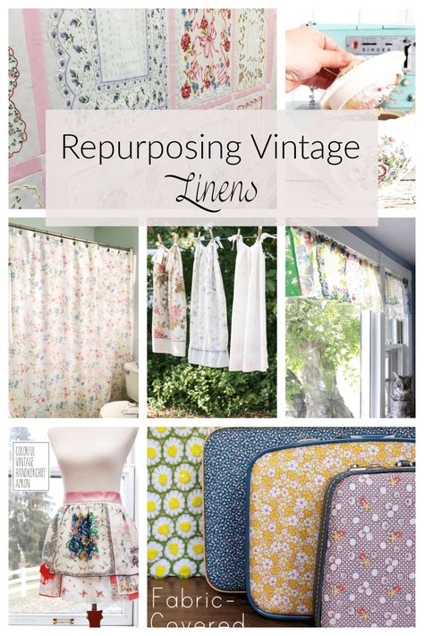 Repurpose Crochet Tablecloth, Tablecloth Sewing Ideas, Vintage Table Clothes Ideas, Ideas For Old Tablecloths, Repurposing Vintage Linens, Using Vintage Linens Ideas, Upcycle Embroidery Vintage Linen, Antique Linens Repurposed, Old Linens Repurposed