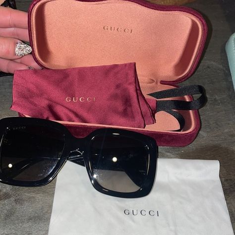 Black Gucci Sunglasses Gucci Sunglasses Aesthetic, Sunglasses Aesthetic, Gucci Sunglasses, Gucci Accessories, Square Sunglass, Like New, Sunglasses, Gucci, Jewelry Watches