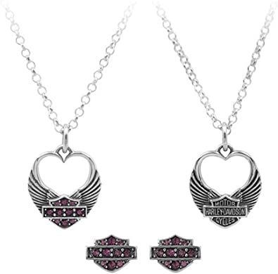 Harley-Davidson Womens Winged Heart Necklace & Earrings Gift Set, Purple HDS0003GRSGA 4 Pack Black TN-516 AAJ7030 TN516 Toner Cartridge Compatible Replacement for Konica Minolta bizhub 458E 558E 658E Printers Side Earrings, Heart Pendent, Mod Jewelry, Winged Heart, Fancy Rings, Shield Logo, Women's Jewelry Sets, Harley Davidson Women, Infinity Necklace