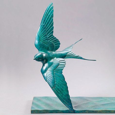 Flying Swallow - Bronze Bird Sculpture by Nick Bibby Bird Carving, Sculptures Céramiques, Wax Carving, Bird Statues, Bird Sculpture, Figurative Sculpture, Animal Sculptures, Wildlife Art, Bronze Sculpture