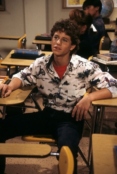 Kirk Cameron on the set of Growing Pains in 1986 Kirk Cameron 80s, Kirk Ripped Shirt, Kirk And Candace Cameron, Kirk Cameron Growing Pains, Captain James T Kirk, 80’s Men, Kirk Hammett Garage Inc Era, Kirk Cameron, 90s Tv Shows