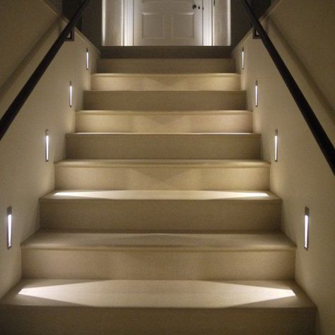 How Properly To Light Up Your Indoor Stairway                                                                                                                                                                                 More Stairs With Lights, Stairway Lighting Ideas, Stair Lights Indoor, Staircase Lighting Ideas, Stairs Lighting, Led Stair Lights, Stairwell Lighting, Stairway Lighting, Beautiful Stairs