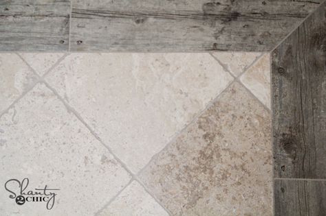 faux wood and travertine Whitewash Travertine Tile, Tile Floor Diy, Tile Counters, Shanty 2 Chic, Floor Stain, Travertine Floors, Beige Tile, Ceramic Floor Tiles, Travertine Tile