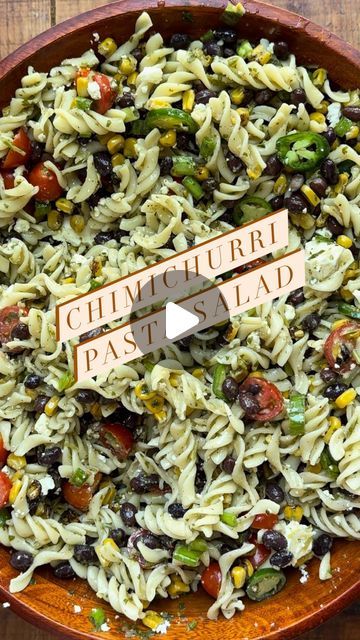 Diane Morrisey on Instagram: "Because every Summer potluck or barbecue needs an amazing Pasta Salad 🥗
.
.
Summer Chimichurri  Pasta Salad with Tomatoes, Jalapeños, Corn, Red Onion, Black Beans and Feta 
.
.
.
1 pound dry pasta (shape of your choice)
1 can (15 ounces) black beans, rinsed and drained 
1 pint cherry tomatoes, sliced in half 
2 cups frozen corn, thawed and toasted up in a cast iron skillet until slightly charred 
1/2 cup diced red onion or 1 bunch of chopped scallions 1 cup crumbled feta
1 or 2 cubes avocados (I didn’t have any today so I left out of this batch)
2 cups Chimichurri

Bring a large pot of salted water to boil. Cook the pasta until al dente, according to package directions. Before draining, reserve about a 1/2 cup of cooking water. Drain, rinse with cold water, p Chimichurri Pasta, Pasta Salad With Tomatoes, Boil Cook, Amazing Pasta, Dry Pasta, Salad With Tomatoes, Healthy Beans, Slaw Dressing, Summer Flavors