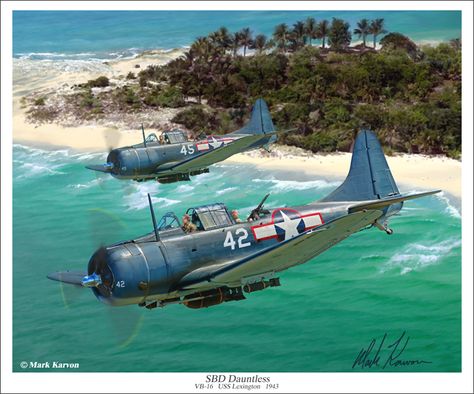 Sbd Dauntless, Ww2 Art, Wwii Airplane, Wwii Fighters, Airplane Fighter, Air Planes, Aircraft Painting, Military Artwork, Wwii Plane