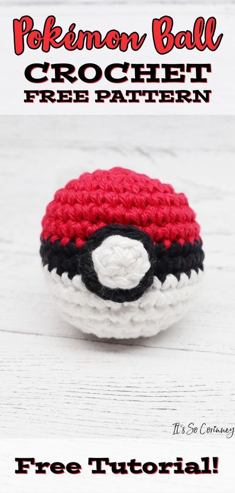 Ball Crochet Tutorial, Pokeball Crochet Pattern, Crochet Pokeball, Ball Crochet Pattern, Fan Pokemon, Pokemon Crafts, Ball Crochet, Pikachu Crochet, Super Cute Crochet