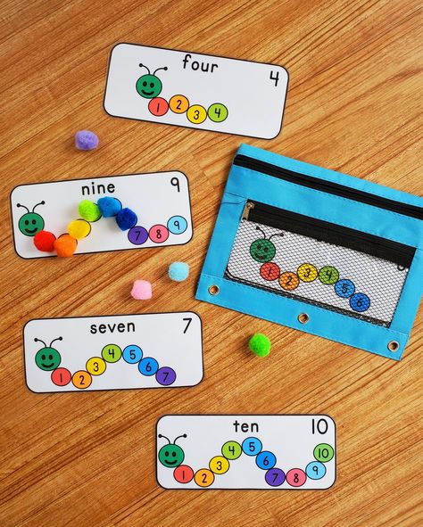 Pre K Must Haves, Counting Activity Preschool, Caterpillar Counting, Counting Activities Preschool, Activity Preschool, Homeschool Preschool Activities, Counting Activity, Counting Cards, Daycare Activities