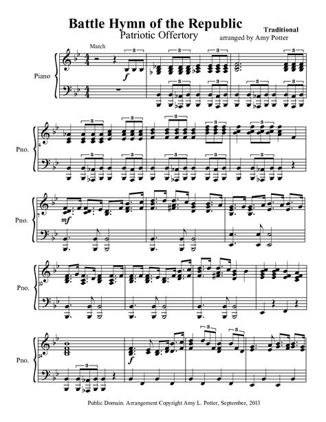 Battle Hymn of the Republic (by Amy Potter -- Piano Solo) Music Printables, Hymn Sheet Music, Church Songs, Praise Music, Music Chords, Church Music, Piano Songs, Piano Chords, Music Pictures