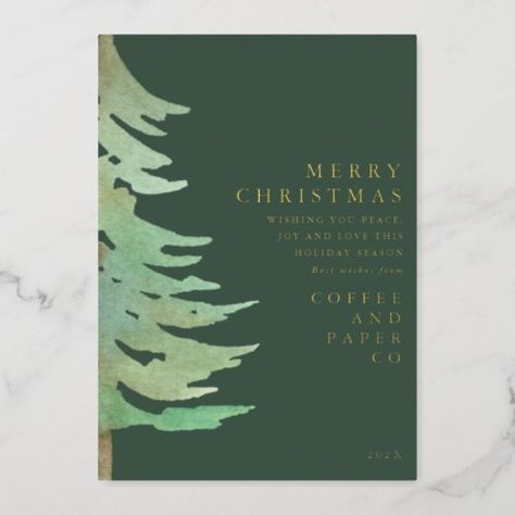 Watercolor Botanical Elegant Corporate Christmas Foil Holiday Card #zazzle #weddinginvitations #birthdayinvitations #babyshowerinvitations #zazzleinvitations #monogram #businesscards #graduation #homedecor Corporate Christmas Cards, Forest Christmas, Christmas Holiday Photos, Watercolor Forest, Merry Christmas Wishes, Holiday Christmas Tree, Holiday Party Invitations, Christmas Invitations, Christmas Holiday Cards