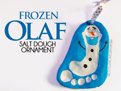 Huckleberry Love: 25 DIY Christmas Ornaments to Make with Kids {Round Up} Olaf Ornament, Salt Dough Ornament, Salt Dough Christmas Ornaments, Easy Christmas Ornaments, Footprint Crafts, Salt Dough Ornaments, Dough Ornaments, Frozen Olaf, Salt Dough