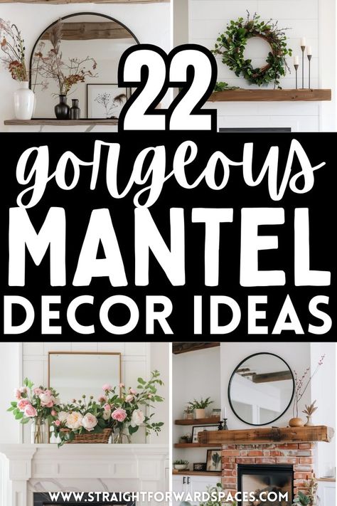 mantel decor ideas How To Decorate A Mantel Living Rooms, Mirror Mantel Decorating Ideas, Mantles With Mirrors Above, Over The Mantel Decor Ideas, How To Decorate Fireplace Mantel, Large Mantel Decorating Ideas, Minimal Mantle Decor, Mantel Decorating Ideas With Mirror, How To Decorate A Mantle