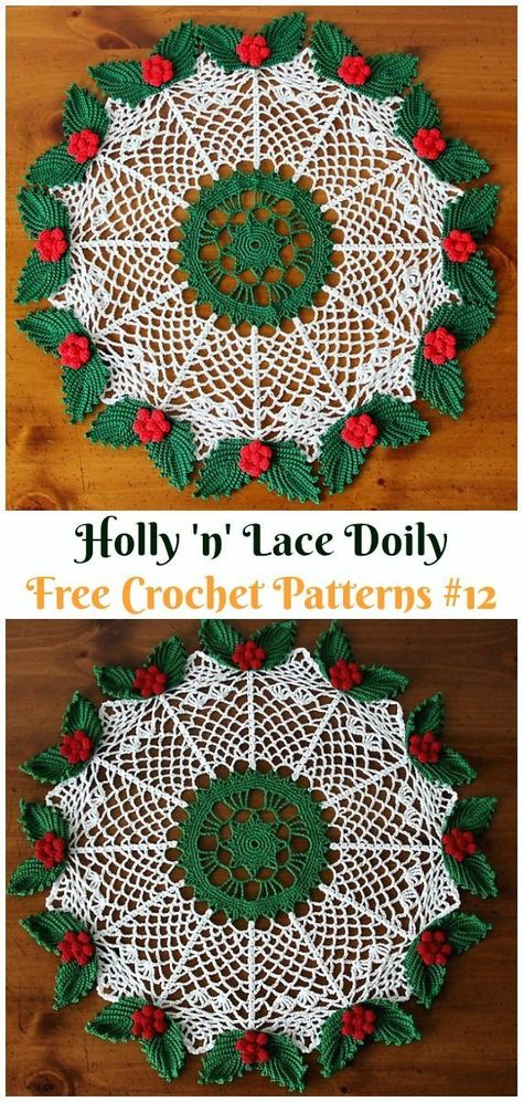 crochet table runner pattern free Christmas Doily, Christmas Crochet Patterns Free, Crochet Free Patterns, Crochet Wreath, Free Crochet Doily Patterns, Crochet Christmas Gifts, Crochet Xmas, Lace Doily, Crochet Table Runner