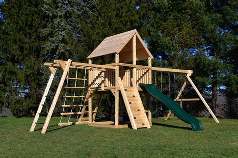 Swing Set Plans, Swing Set Diy, Wooden Playground, Kids Backyard Playground, Kids Backyard, Playhouse Plans, Backyard Swings, Diy Playground, Hand Rail