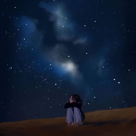 Feeling Down, Why People, Night Sky, Stars, Anime