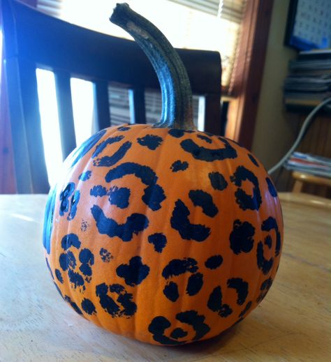 Cheetah print pumpkin Leopard Print Pumpkin Painting, Pumpkin Painting Cheetah Print, Cheetah Pumpkin Painting, Pumpkin Competition, Cheetah Print Pumpkin, Animal Print Furniture, Cheetah Pumpkin, Leopard Print Pumpkin, Halloween Pumpkin Crafts