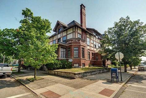 Sweet House Dreams: 1907 Tudor Style Library in Piqua, Ohio Turret House, Piqua Ohio, Tudor Style, Residential Real Estate, Real Estate Agents, Estate Agents, Selling House, Real Estate Agent, Vintage Photos