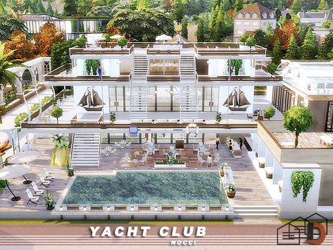 Danuta720's Yacht Club. Sims 4 Yacht, Sims 4 Club, Sims Lots, Sims 4 Restaurant, Lotes The Sims 4, The Sims 4 Lots, Sims Houses, Free Sims 4, Sims 4 House Design