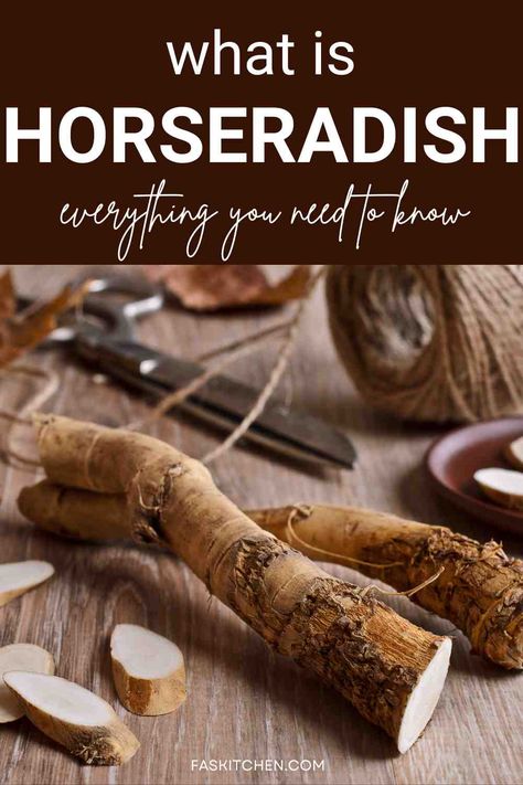 A Pinterest pin showcasing fresh horseradish with descriptive text about its nutrition, health benefits, and culinary uses. Learn how to buy and store horseradish to enhance your meals and improve your health. #HorseradishGuide #HealthyEating #SpiceItUp Processing Horseradish, Fresh Horseradish, Japanese Bread, Delicious Veggies, Herb Seeds, Root Vegetables, Raised Beds, Spice Up, Nutrition Facts