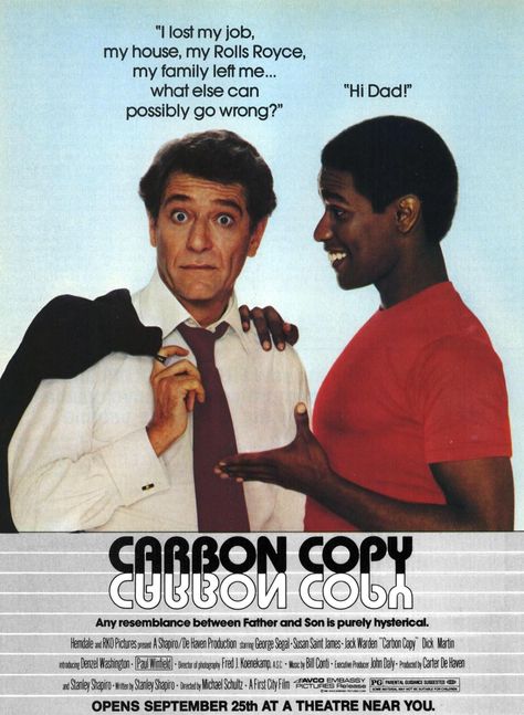 Carbon Copy (1981) George Segal, John Daly, Carbon Copy, Social Circles, Film Watch, Worst Movies, Lost My Job, Denzel Washington, Film Prints