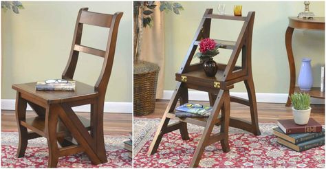 How to Build a Fold Over Library Chair/ Ladder Chair Cottage Core Bedroom, Ladder Chair, World Market Dining Chairs, Chair Diy, Library Ladder, Diy Ladder, Small Family Room, Oversized Chair And Ottoman, Folding Ladder