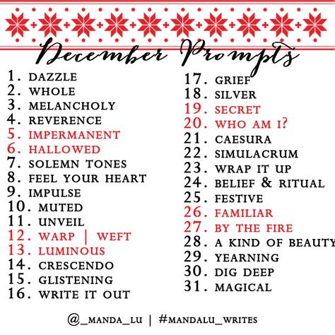 December Writing Prompts, Poem Writing Prompts, Christmas Poetry, Songwriting Prompts, December Writing, Writing Prompts Poetry, Sketchbook Challenge, Spiritual Reality, Poetry Prompts