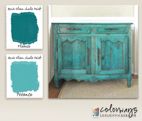 Colorways: French Green Annie Sloan Painted Furniture, Painted Furniture Colors, Chalk Paint Colors, Annie Sloan Paints, Paint Swatches, Dark Wax, Vintage Sideboard, Distressed Furniture, Chalk Paint Furniture