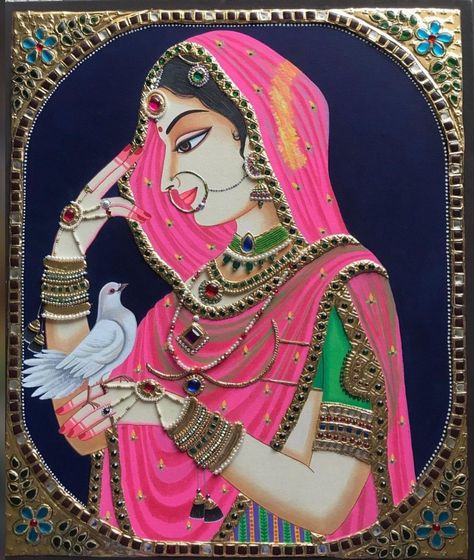 Rajasthani Painting, Mosaic Art Diy, Mughal Art Paintings, Rajasthani Art, Modern Art Canvas Painting, Fabric Painting Techniques, Lippan Art, Art Painting Tools, Pichwai Paintings