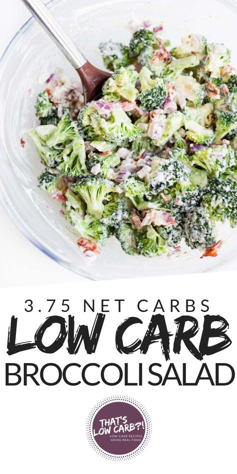 Low Carb Broccoli Salad with BACON! Packed full of flavor and with minimal ingredients this salad is a sure winner! Keto Broccoli Salads for lunch and dinner! Not a bad dish to make for potlucks either... if it can last till then. We devour this! #lowcarb #keto #lowcarbdiet #ketodiet #lowcarbrecipes #ketorecipes #lowcarbrecipe #ketorecipe #broccoli #saladideas #salad #healthysalad #potluck #summerrecipes Broccoli Salads, Low Carb Broccoli Salad, Low Carb Veggie, Salads For Lunch, Low Carb Broccoli, Broccoli Salad With Bacon, Salad Recipes Low Carb, Keto Broccoli, Broccoli Salad Bacon