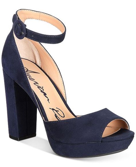 American Rag Reeta Block-Heel Platform Sandals, Created for Macy's & Reviews - Sandals & Flip Flops - Shoes - Macy's Navy Block Heels, Blue Platform Heels, Macys Shoes, Block Heel Platform Sandals, Navy Blue Shoes, Velvet Heels, Platform Block Heels, Ankle Strap Shoes, Flip Flop Shoes