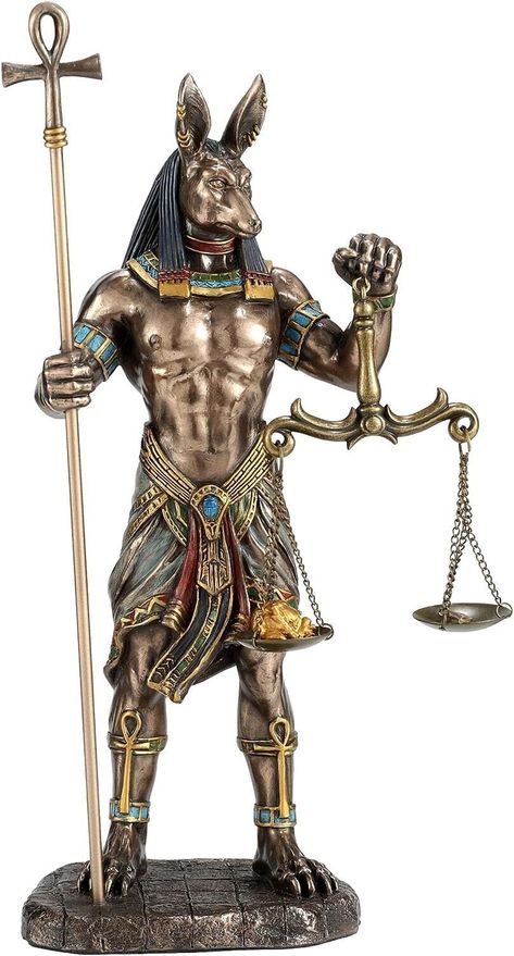 Veronese Design 10 5/8" Anubis Holding Ankh Staff Scale Statue Figure Sculpture Anubis Sculpture, Egypt Statue, Egyptian Statues, Anubis Statue, Inktober 2024, Ancient Egyptian Gods, Ancient Egypt Art, Figure Sculpture, Werewolf Art