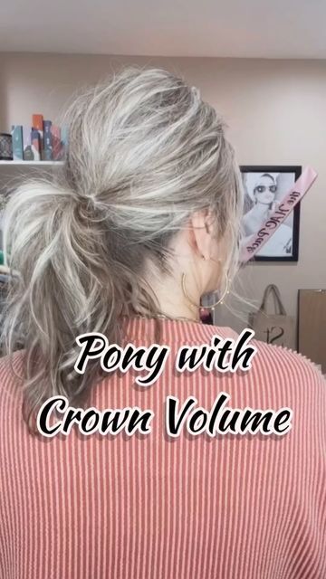 Suzy Turner 🔆 Makeup • Skincare • Hair 🔆 on Instagram: "I love a ponytail with crown volume! It’s super simple and really elevates the look! #crownvolume #volume #ponytail #easyhair #hairideas #simplehairstyles" Grown Up Ponytail, Updo With Volume At Crown, More Volume Ponytail, How To Do A Ponytail With Volume, Poufy Ponytail, Ponytail With Crown, How To Do A Cute Ponytail, Chic Ponytail Hairstyles, Ponytail With Bangs Tutorial