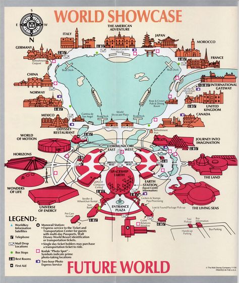 Epcot Map, Vintage Epcot, Disney Map, Theme Park Map, Disney Tourist Blog, Epcot Center, Disney World Epcot, Retro Disney, Disney Memories