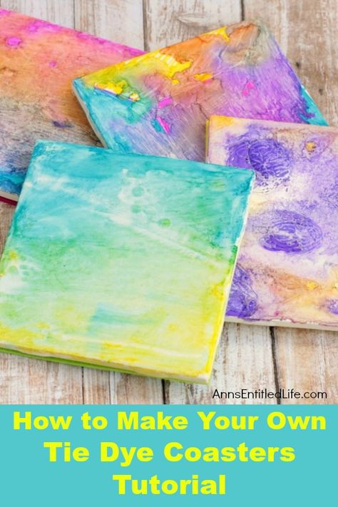 Tie Dye Coasters Tutorial. How to make your own tie dye coasters step by step tutorial. A fun, easy coaster craft perfect for home decor or as a housewarming gift! Summertime Decor, Dyeing Tutorials, Foam Paint, Inspiration Illustration, Easy Diy Wreaths, Coaster Crafts, Tie Dye Crafts, Tile Crafts, Unique Coasters