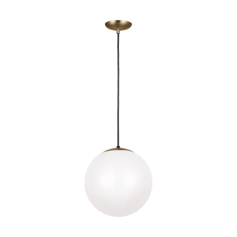 The Leo Hanging Globe Pendant has the style that is one of lightings hottest trends yet the timeless style has been around for over 50 years and works with most decors. Features smooth White Glass with Satin Brass finish. Available in four sizes. Includes 54 inches of cuttable cord to customize the installation to your needs. Two lamping options. LEDs are Energy Star qualified. Dimmable with an LED compatible dimmer, sold separately. Energy Star qualified. ETL listed. Suitable for damp locations Hanging Globes, Glass Globe Pendant Light, Modern Lighting Design, Sea Gull, Sea Gull Lighting, Globe Pendant Light, Globe Pendant, Hanging Pendant Lights, Gull