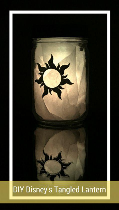 DIY Disney's Tangled Lantern Rapunzel Lantern, Tangled Sun, Tangled Jewelry, Tangled Lanterns, Lantern Diy, Sun Crafts, Tangled Party, Using Cricut, Lantern Ideas