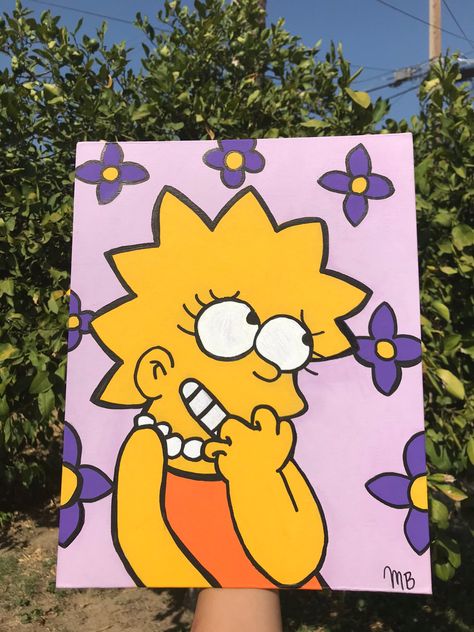 Personal Paintings Ideas, Simpson Painting Canvases, Positive Paintings Canvases, Drawing Ideas Cartoon Characters, Painting Ideas On Canvas Cartoon Characters, Simple Cartoon Paintings, Character Canvas Painting, Cartoon Painting Ideas, Disney Canvas Paintings