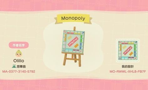 Animal Crossing: New Horizons Monopoly custom design code Monopoly Drawing, Nintendo Switch Animal Crossing, Motif Acnl, Animal Crossing 3ds, Animals Crossing, Ac New Leaf, Animal Crossing Guide, Acnh Designs, Animal Crossing Qr Codes Clothes