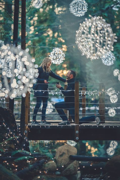 Boho Proposal, Proposal Ideas Simple, Bridge Proposal, Capilano Suspension Bridge, Surprise Proposal, Suspension Bridge, Proposal Engagement, Proposal Ideas, Beautiful Couple