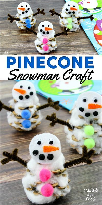 Pinecone Snowman, Easy Paper Crafts For Kids, Pinecone Crafts Kids, Pinecone Crafts Christmas, Snowman Craft, Christmas Crafts For Kids To Make, Cream Paint, Winter Snowman, Cones Crafts