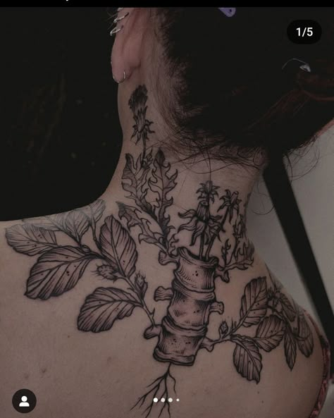 Dead Flowers Tattoo, Jawbone Tattoo, Decay Tattoo, Eerie Tattoos, Character Board Aesthetic, Dark Nature Tattoo, Petals Tattoo, Library Academia, Black Work Tattoos