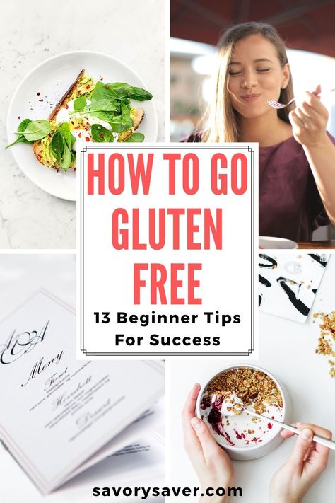 Learning how to go gluten free is stressful. Gluten is in many food items. These 13 beginner tips will help make your gluten free journey a success. Restaurant Card, Vegan Shakes, Gluten Free Guide, Gluten Free Travel, Gluten Free Restaurants, Gluten Free Flour Blend, Gluten Free Living, Best Gluten Free Recipes, Gluten Free Eating