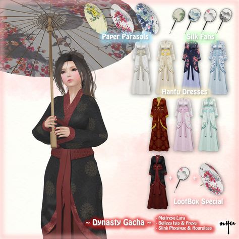 Dynasty Gacha @ Lootbox Sims 4 Hanfu, Sims 4 Chinese Cc, Sims4 Mod, Silk Fans, Ts4 Clothes, Masculine Clothing, Sims Stories, Paper Parasol, Cc Furniture