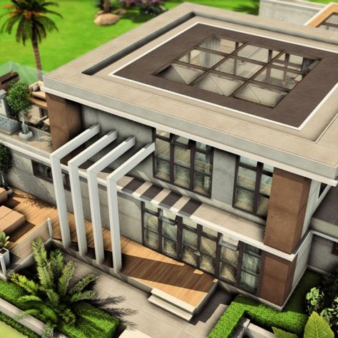 link in bio | tg: sims4lots Family House Sims 4, House Sims 4, Modern Family House, Building Elevation, Barbecue Area, Los Sims, Modern House Plan, Luxury Homes Dream Houses, Sims 4 Houses