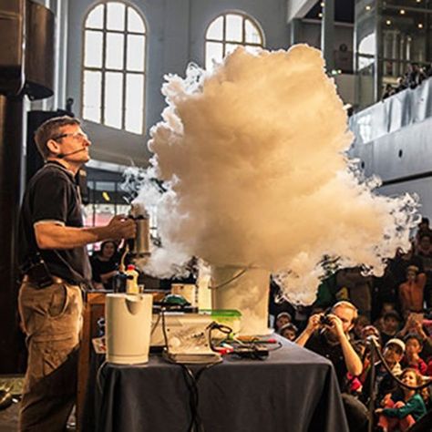 Fizzics Education making a cloud from liquid nitrogen and hot water at MAAS Nitrogen Ice Cream, School Organisation, After School Care, Liquid Nitrogen, Primary Science, Professional Development For Teachers, Holiday Program, Decision Tree, City Library