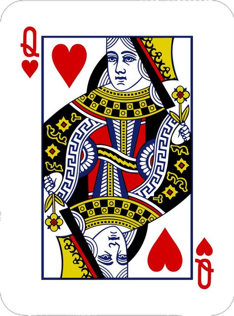 Original Queen of hearts. Illustrated Queen of hearts Card Costume. Great design for all the lovers of Poker, Texas Hold 'em, Blackjack, Bridge and other card games. The Queen is a playing card with a picture of a queen on it. In French playing cards, the usual rank of a queen is as if it were 12, that is, between the King and the Jack. In tarot decks, it outranks the Knight which in turn outranks the Jack. In the game of Hearts, the Queen of Spades is the major card to avoid, and is called a va Playing Card Painting, Queen Of Hearts Card, Card Costume, Queen Card, Card Painting, Hearts Playing Cards, Hearts Card, The Knight, Cats Illustration